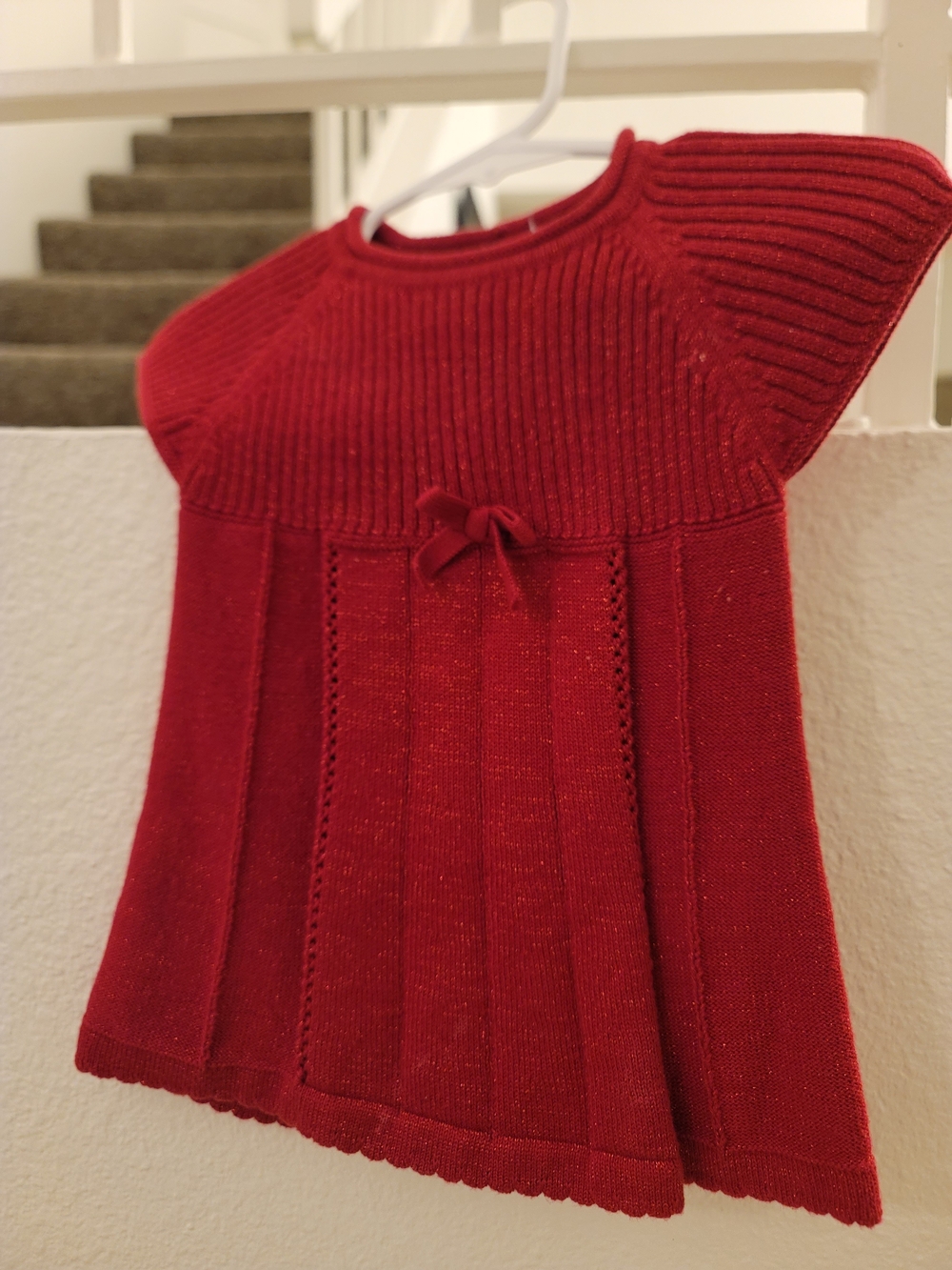 Cat & Jack Red Knit Dress Top with Bow Detail
